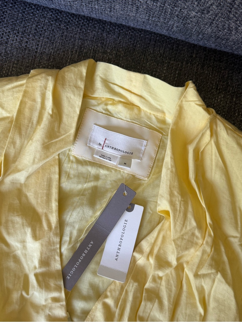 Anthropologie Tommie Cap Sleeve Smocked Front Zip Yellow Zip Midi Dress - Picture 10 of 12